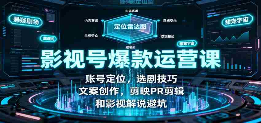 影视号爆款运营课：账号定位，选剧技巧，文案创作，剪映PR剪辑和影视解说避坑-有道网创