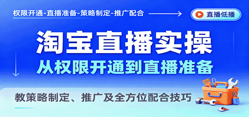 淘宝直播实操，从权限开通到直播准备，教策略制定、推广及全方位配合技巧-有道网创