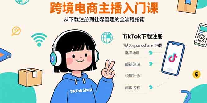 （15708期）跨境电商主播入门课，TikTok下载注册，支付工具配置，社媒账号管理全流程-有道网创