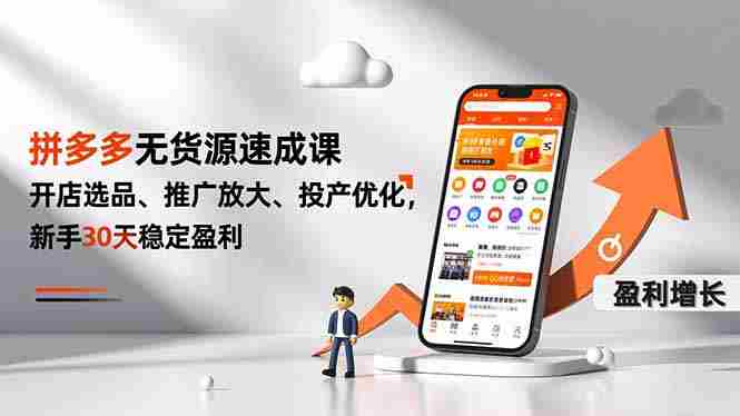 （16785期）拼多多无货源速成课，开店选品、推广放大、投产优化，新手30天稳定盈利-有道网创
