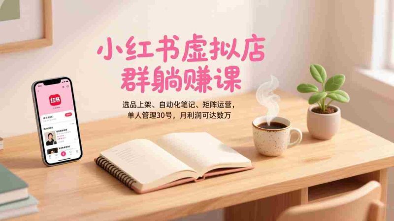 （17072期）小红书虚拟店群躺赚课，选品上架、自动化笔记、矩阵运营，单人管理30号，月利润可达数万-有道网创