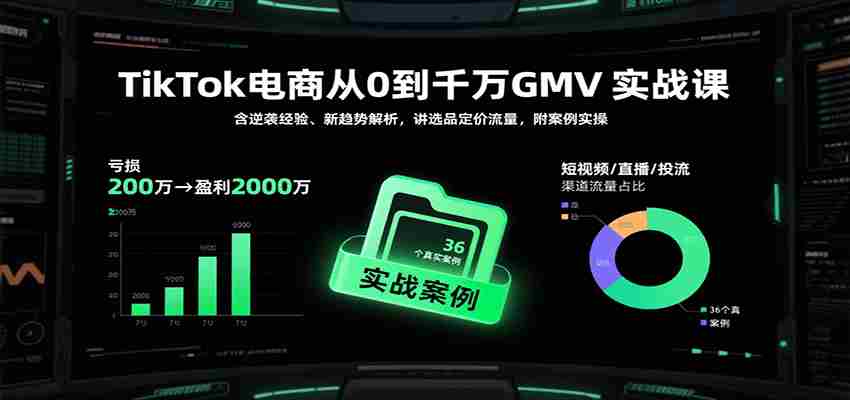 TikTok电商从0到千万GMV实战课，含逆袭经验、新趋势解析，讲选品定价流量等（更新）-有道网创