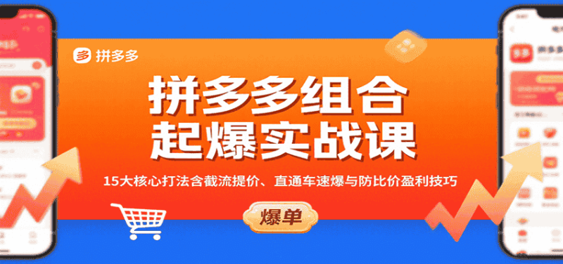 拼多多组合起爆实战课：15大核心打法含截流提价、直通车速爆与防比价盈利技巧-有道网创