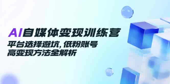 （14966期）AI自媒体变现训练营，平台选择避坑，低粉账号高变现方法全解析-有道网创