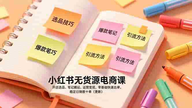 （17018期）小红书无货源电商课，开店选品、笔记搬运、运营变现，零基础快速出单，稳定日销数十单（更新）-有道网创