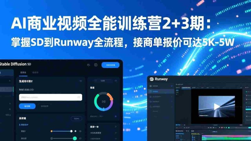 （17235期）AI商业视频全能训练营2+3期：掌握SD到Runway全流程，接商单报价可达5K-5W-有道网创