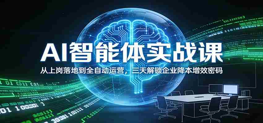 AI智能体实战课：从上岗落地到全自动运营，三天解锁企业降本增效密码-有道网创