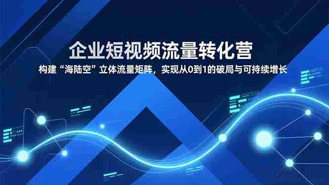 （16959期）企业短视频流量转化营，构建“海陆空”立体流量矩阵，实现从0到1的破局与可持续增长-有道网创