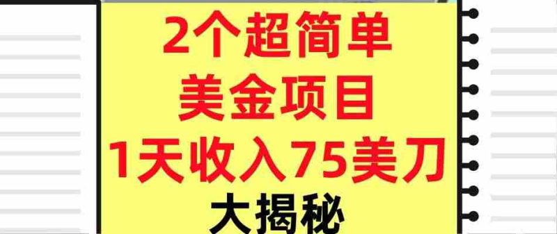 2个超简单美金项目,1天收入75美刀,3分钟学会,内部教程(大揭秘)-有道网创