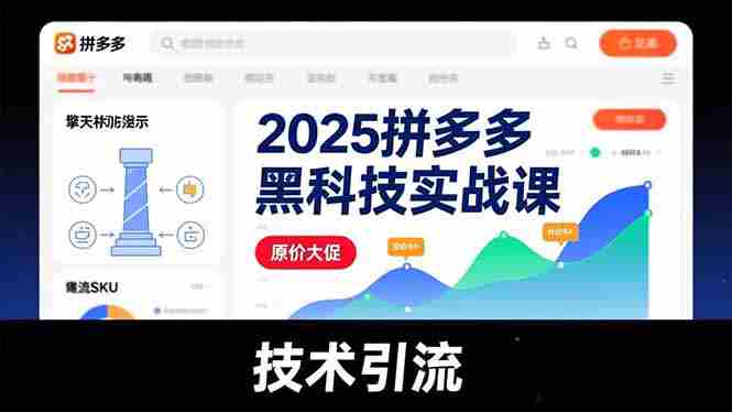 （16977期）2025拼多多黑科技实战课，擎天柱玩法、爆流SKU、原价大促，技术引流，单店日销轻松破千单-有道网创