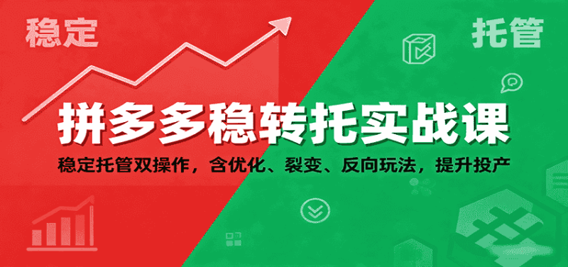 拼多多稳转托实战课：稳定托管双操作，含优化、裂变、反向玩法，提升投产-有道网创
