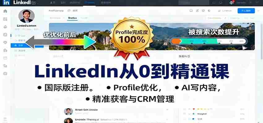LinkedIn从0到精通课：国际版注册，Profile优化，AI写内容，精准获客与CRM管理-有道网创