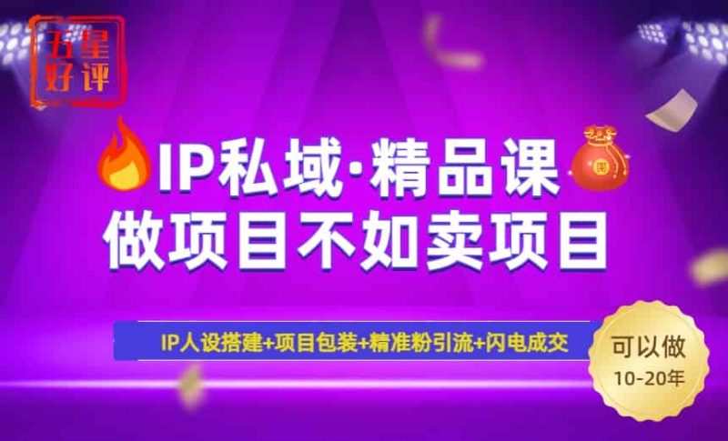 (14406期)2025年“IP私域·密训精品课”,日赚3000+小白避坑年赚百万,暴力引流…-有道网创