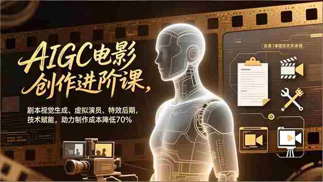 （16939期）AIGC电影创作进阶课，剧本视觉生成、虚拟演员、特效后期，技术赋能，助力制作成本降低70%-有道网创