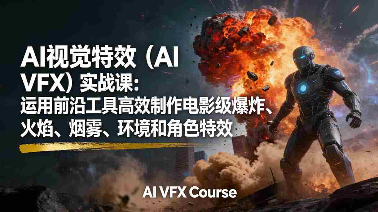 （17212期）AI视觉特效（AI VFX）实战课：运用前沿工具高效制作电影级爆炸、火焰、烟雾、环境和角色特效-有道网创