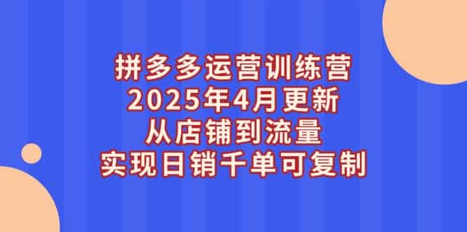 （14469期）拼多多运营训练营2025年4月更新，从店铺到流量，实现日销千单可复制-有道网创