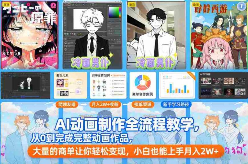 AI动画制作全流程教学，从0到完成完整动画作品，大量的商单让你轻松变现，小白也能上手月入2W+-有道网创