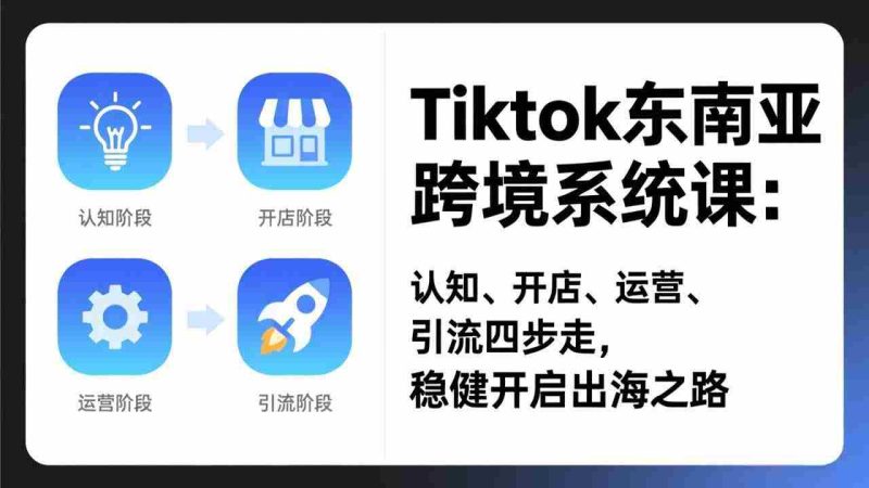 (17243期)TikTok东南亚跨境系统课:认知、开店、运营、引流四步走,稳健开启出海之路-有道网创