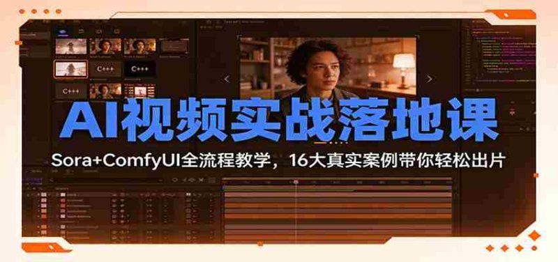 AI视频实战落地课:Sora+ComfyUI全流程教学,16大真实案例带你轻松出片-有道网创