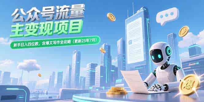 （15340期）公众号流量主变现项目，新手日入四位数，含爆文写作全攻略(更新25年7月)-有道网创