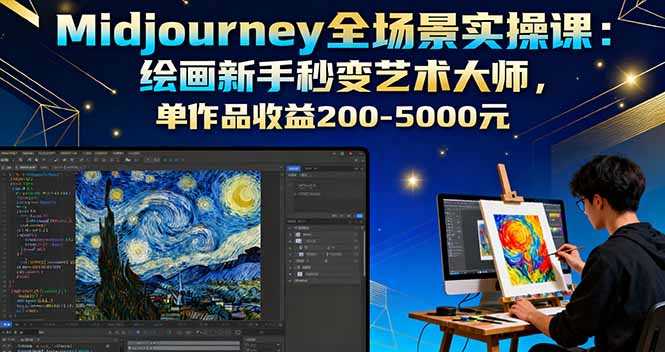 （16125期）Midjourney全场景实操课：绘画新手秒变艺术大师，单作品收益200-5000元-有道网创
