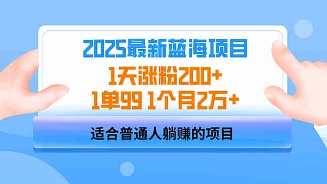 (14573期)2025蓝海项目 1天涨粉200+ 1单99 1个月2万+-有道网创
