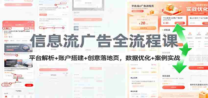 信息流广告全流程课：平台解析+账户搭建+创意落地页，数据优化 + 案例实战-有道网创