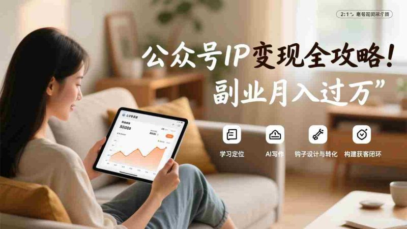 (17275期)公众号IP变现全攻略,学习定位、AI写作、钩子设计与转化,构建获客闭环,副业月入过万-有道网创