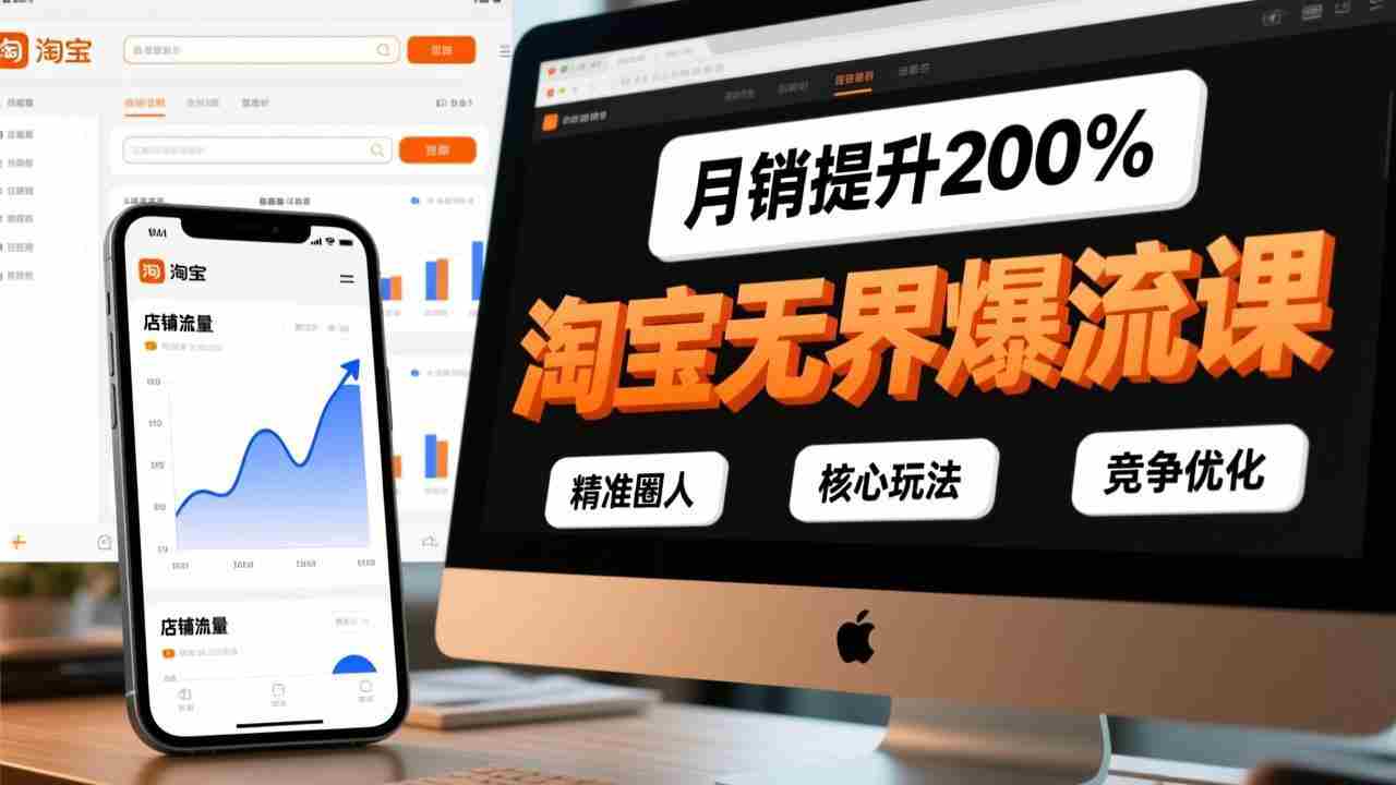 （17132期）淘宝无界爆流课，精准圈人、核心玩法、竞争优化，快速引爆店铺流量，月销提升200%-有道网创