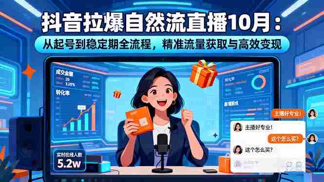 （16339期）抖音拉爆自然流直播10月：从起号到稳定期全流程，精准流量获取与高效变现-有道网创