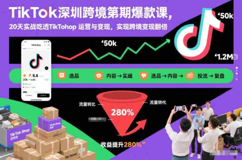 TikTok深圳跨境第2期爆款课，20天实战吃透TikTok Shop运营与变现，实现跨境变现翻倍-有道网创
