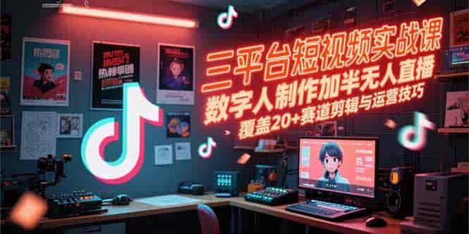 （15265期）三平台短视频实战课，数字人制作加半无人直播，覆盖20+赛道剪辑与运营技巧-有道网创