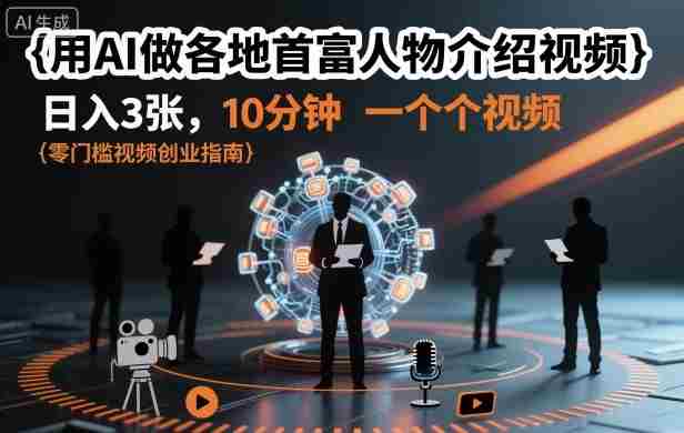 用AI做各地首富人物介绍视频，日入3张，10分钟一个视频-有道网创