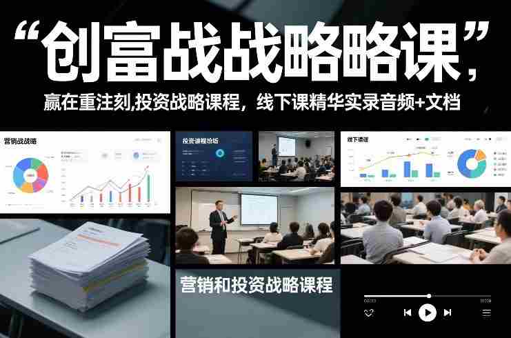 创富战略课,赢在重注时刻,营销和投资战略课程,线下课精华实录音频+文档-有道网创