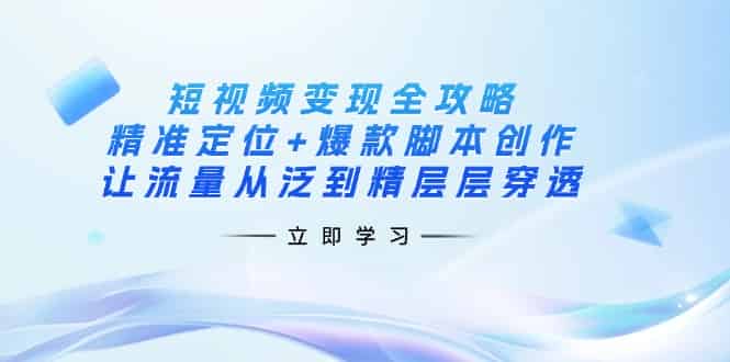 （14159期）短视频变现全攻略：精准定位+爆款脚本创作，让流量从泛到精层层穿透-有道网创