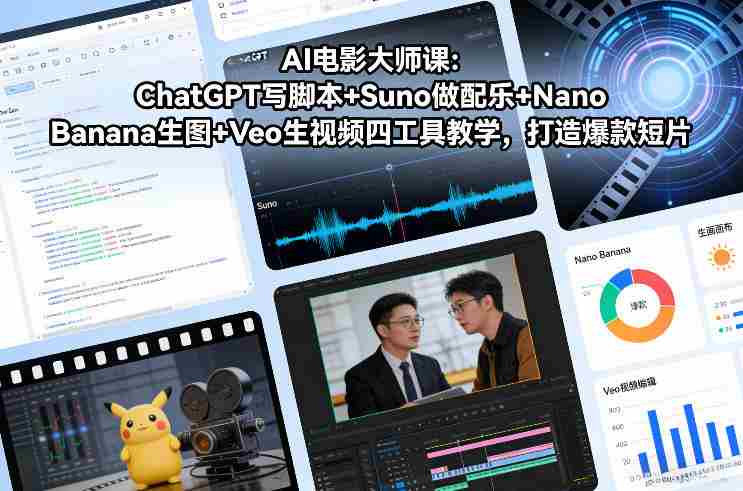 AI电影大师课:ChatGPT写脚本+Suno做配乐+Nano Banana生图+Veo生视频,打造爆款短片-有道网创