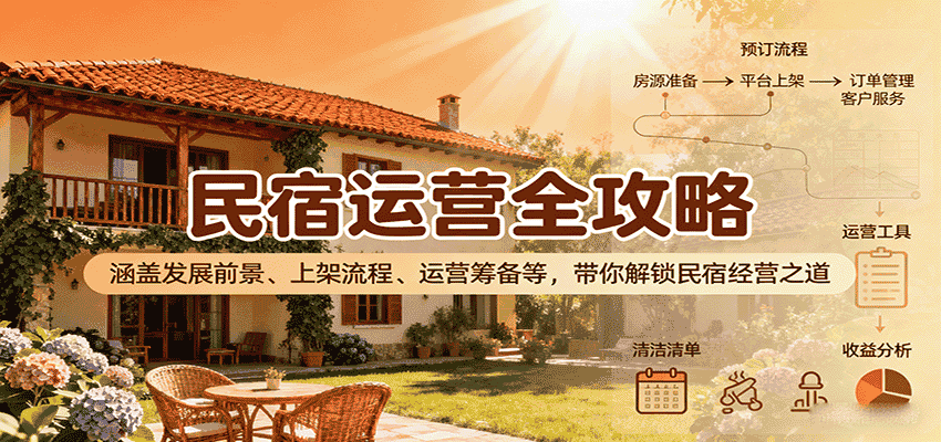 民宿运营全攻略：涵盖发展前景、上架流程、运营筹备等，带你解锁民宿经营之道-有道网创