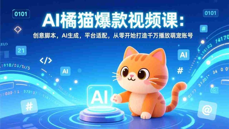 (17091期)AI橘猫爆款视频课:创意脚本,AI生成,平台适配,从零开始打造千万播放萌宠账号-有道网创