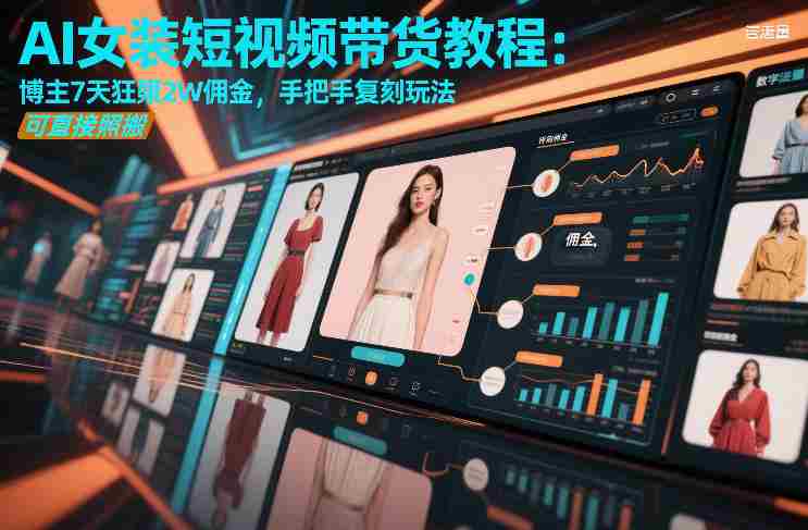 AI女装短视频带货教程：博主7天狂賺2W佣金，手把手复刻玩法，可直接照搬-有道网创