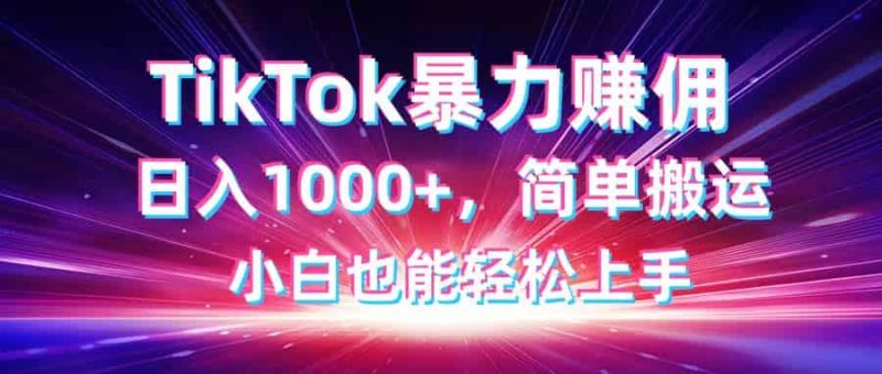 (14402期)TikTok搬运暴力赚佣,日入1000+,简单搬运,小白也能轻松上手-有道网创