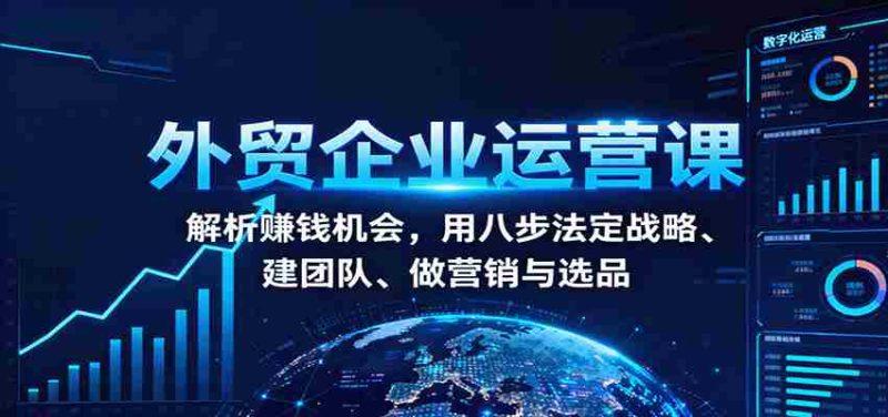 外贸企业运营课：解析赚钱机会，用八步法定战略、建团队、做营销与选品-有道网创