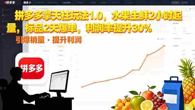 （16429期）拼多多 擎天柱玩法1.0，水果生鲜2小时起量，标品2天爆单，利润率提升30%-有道网创