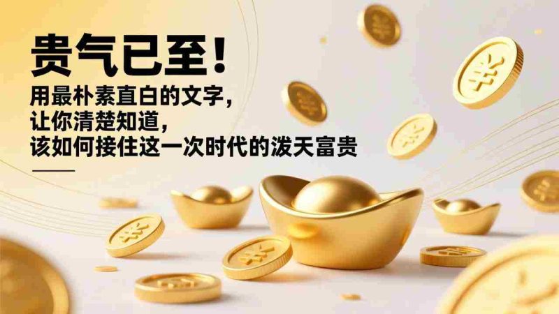 (17049期)付费文章:贵气已至!用最朴素直白的文字,让你清楚知道,该如何接住这一次时代的泼天富贵-有道网创
