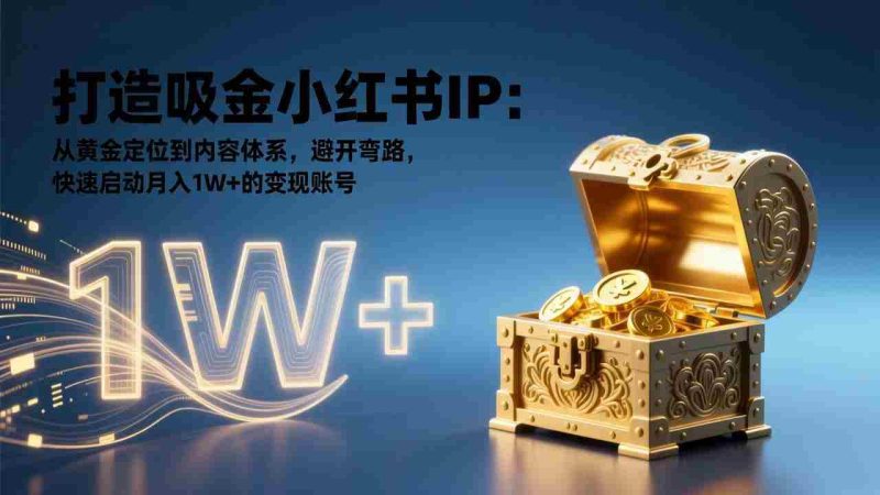 （17227期）打造吸金小红书IP：从黄金定位到内容体系，避开弯路，快速启动月入1W+的变现账号-有道网创