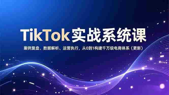 （16918期）TikTok实战系统课，案例复盘、数据解析、运营执行，从0到1构建千万级电商体系（更新）-有道网创
