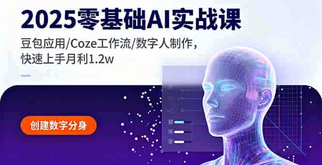 (16118期)2025零基础AI实战课,豆包应用/Coze工作流/数字人制作,快速上手月利1.2w-有道网创