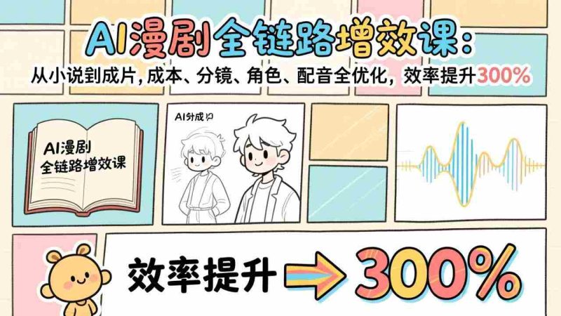 （17245期）AI漫剧全链路增效课：从小说到成片，成本、分镜、角色、配音全优化，效率提升300%-有道网创