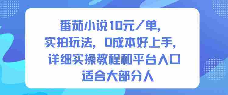 番茄小说10米每单，实拍玩法，0成本好上手，详细实操教程和平台入口适合大部分人-有道网创