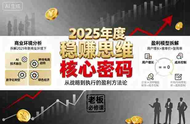 2025年度稳賺思维老板创业营,拆解2025年新商业环境下,企业实现持续盈利的核心密码-有道网创
