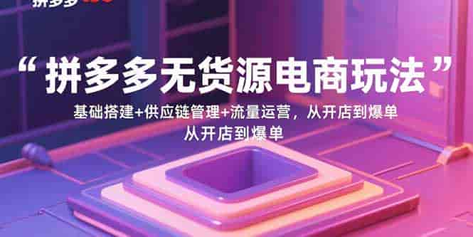 (15886期)拼多多无货源电商玩法:基础搭建+供应链管理+流量运营,从开店到爆单-有道网创